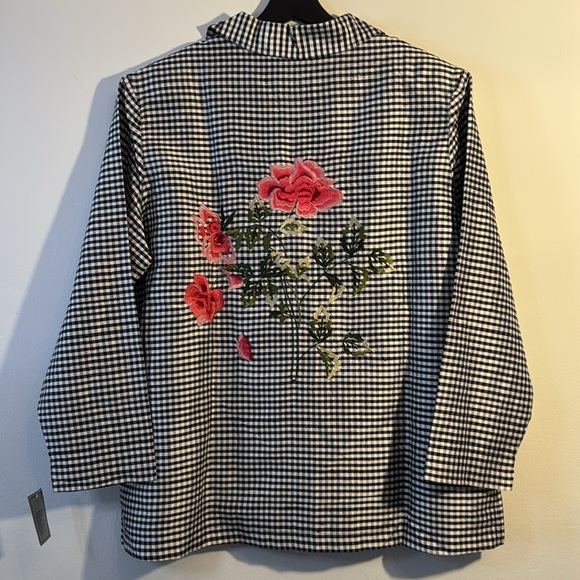 Tanjay petite large black/white gingham rose embroidery - Picture 3 of 8